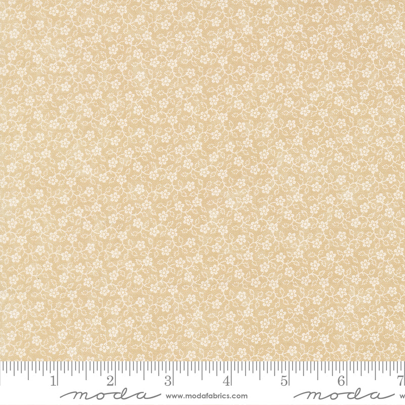 Bluebird's Nest Quilt Fabric - Flowering Vine in Tan Tonal - 9806 11