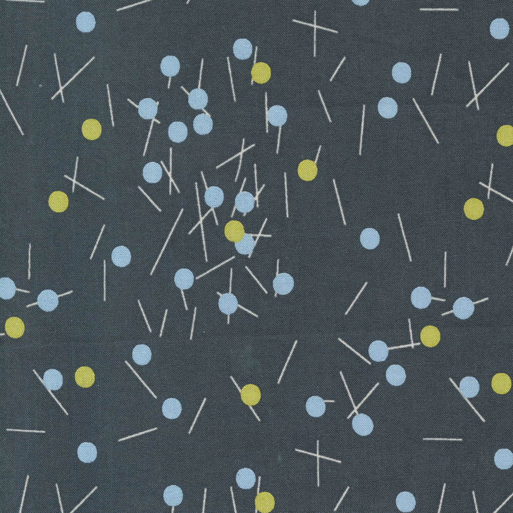 Bluish Quilt Fabric - Pins and Buttons in Charcoal Gray - 1825 17