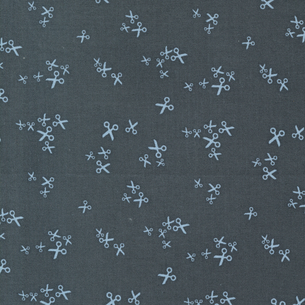Bluish Quilt Fabric - Scissors in Charcoal Gray - 1824 18