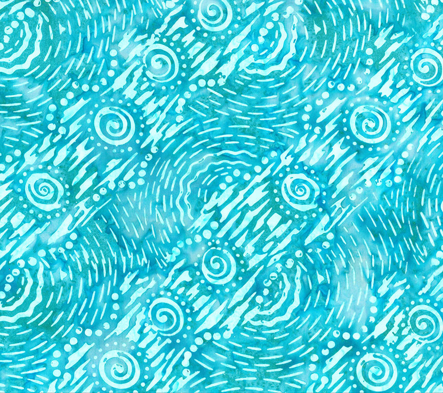 Boardwalk Dreams Batik Quilt Fabric - Movement in Caribbean Aqua - 83211-61