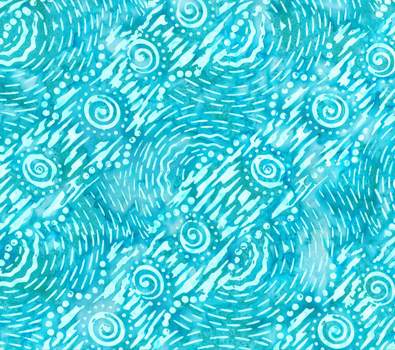 Boardwalk Dreams Batik Quilt Fabric - Movement in Caribbean Aqua - 83211-61