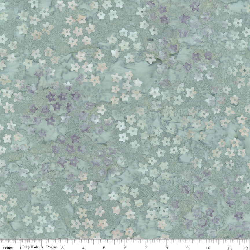 Boho Expressions Batik Quilt Fabric - Ditsy Blossoms in Whispery Sage - BT23772-711
