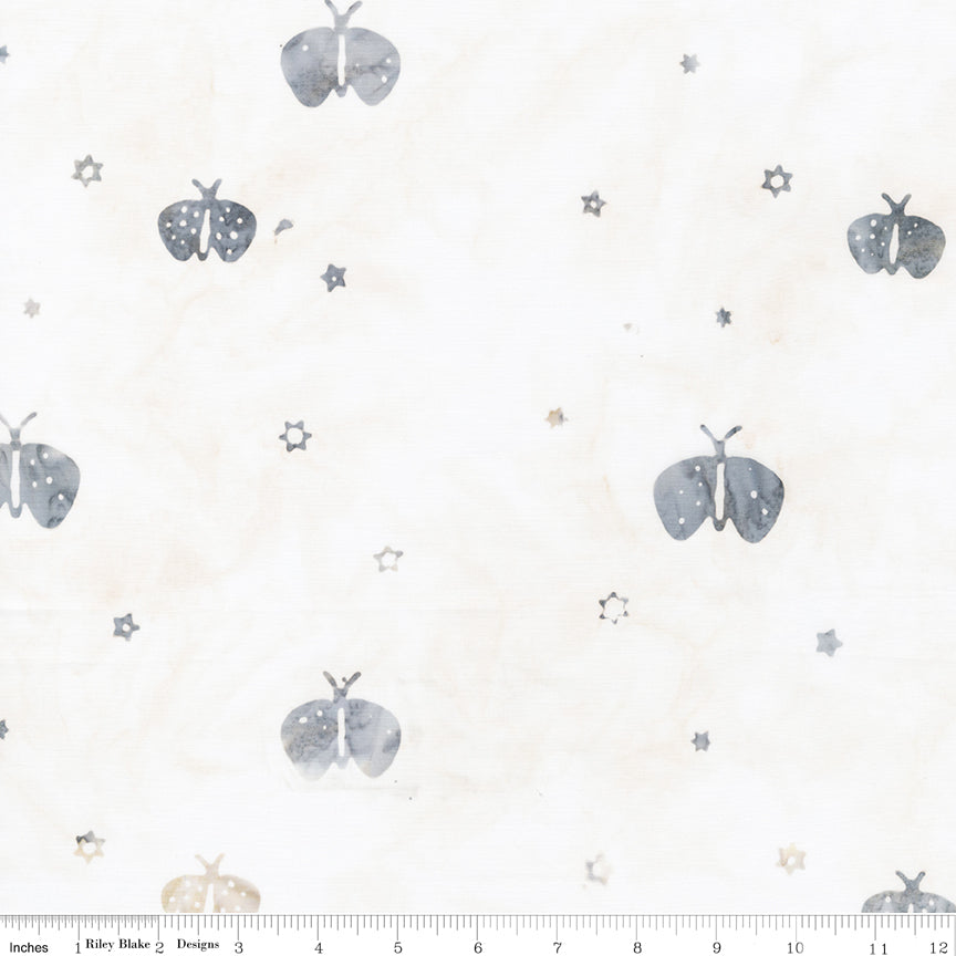 Boho Expressions Batik Quilt Fabric - Moths in Snow White - BT23773-111