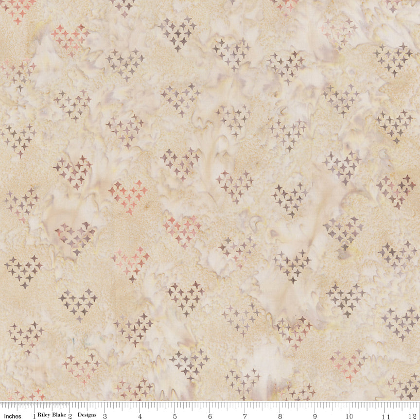 Boho Expressions Batik Quilt Fabric - Stylized Hearts in Coffee Cream - BT23774-133