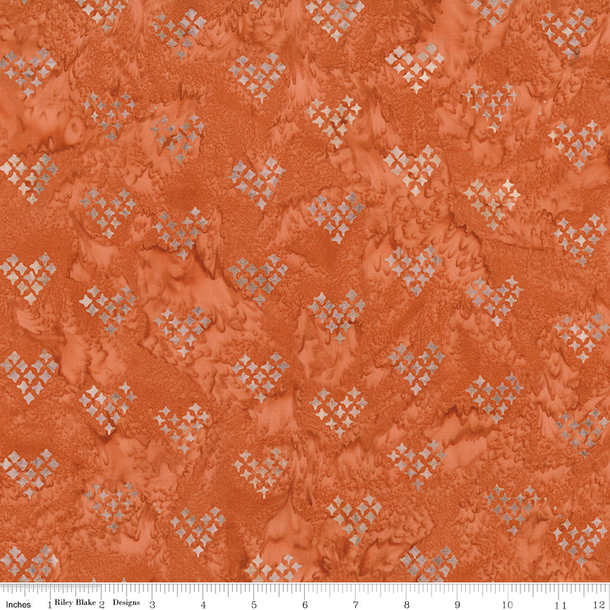 Boho Expressions Batik Quilt Fabric - Stylized Hearts in Salmon Run - BT23774-242