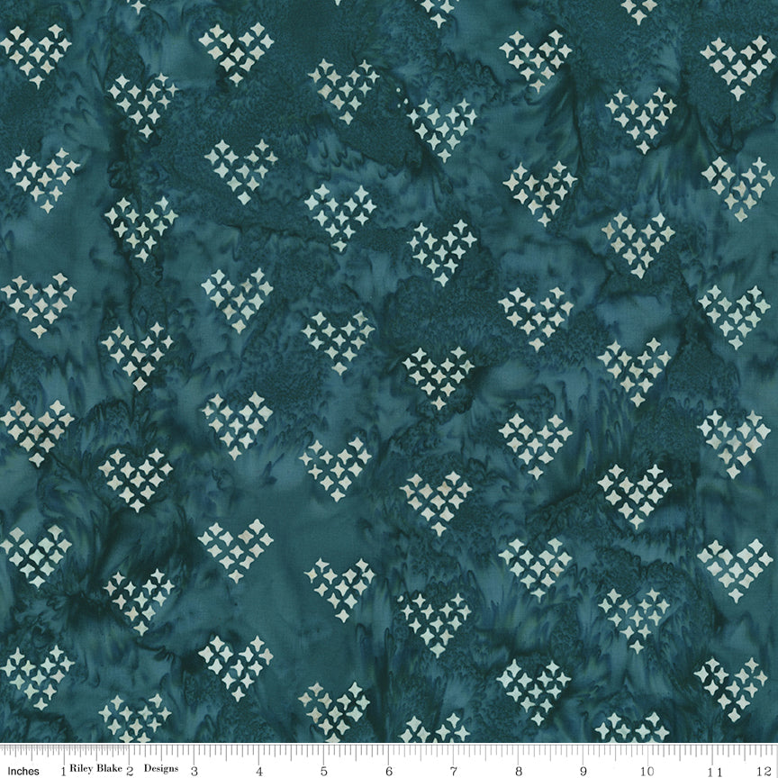 Boho Expressions Batik Quilt Fabric - Stylized Hearts in Stormy Seas - BT23774-166