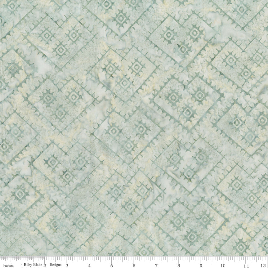 Boho Expressions Batik Quilt Fabric - Cross Stitches in Minty Fresh - BT23770-710