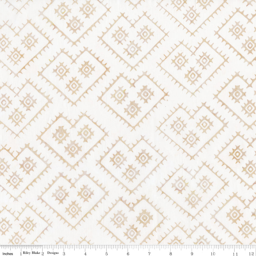 Boho Expressions Batik Quilt Fabric - Cross Stitches in Snow White - BT23770-111