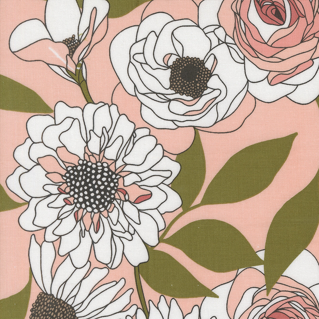 Botany Quilt Fabric - Cabbage Rose in Peony Pink/Multi - 11550 16