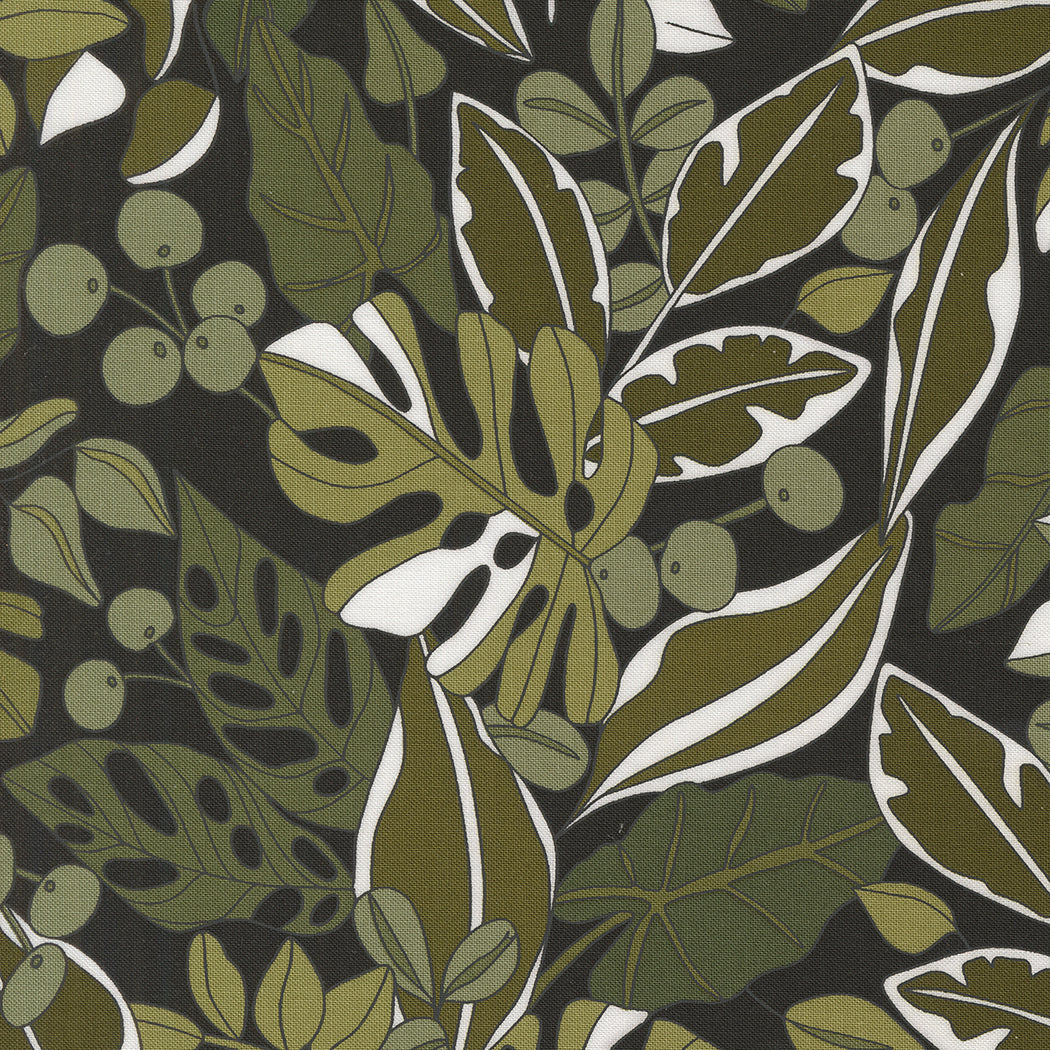 Botany Quilt Fabric - Greenery in Ink Black/Green - 11551 12