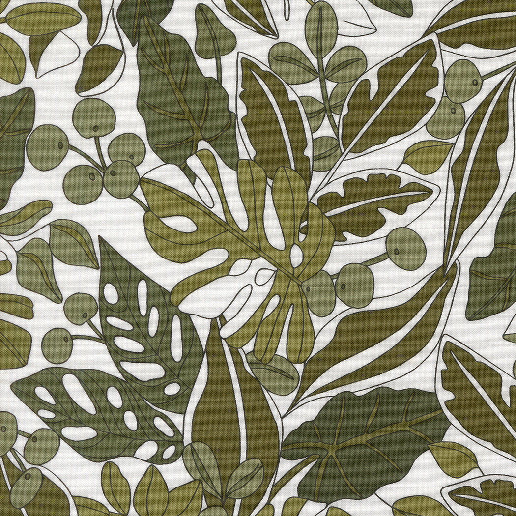 Botany Quilt Fabric - Greenery in Paper White/Green - 11551 11