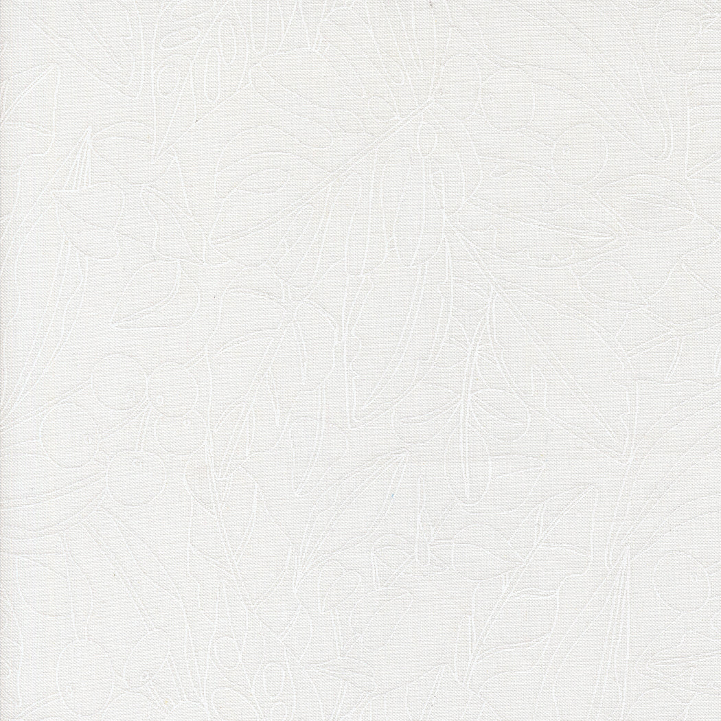 Botany Quilt Fabric - Greenery in Paper White on White - 11551 21