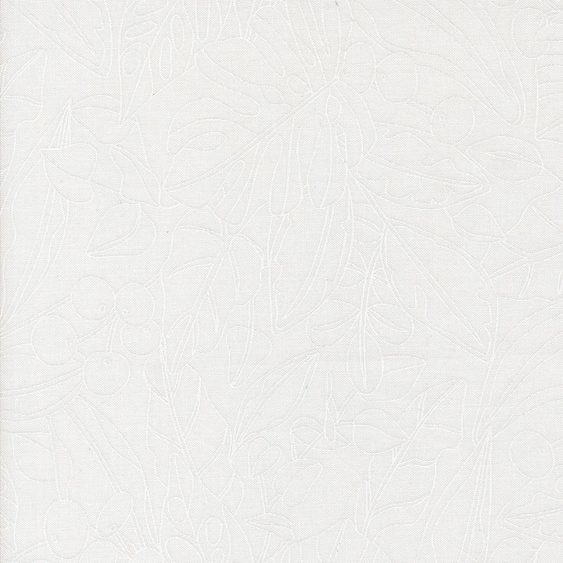 Botany Quilt Fabric - Greenery in Paper White on White - 11551 21