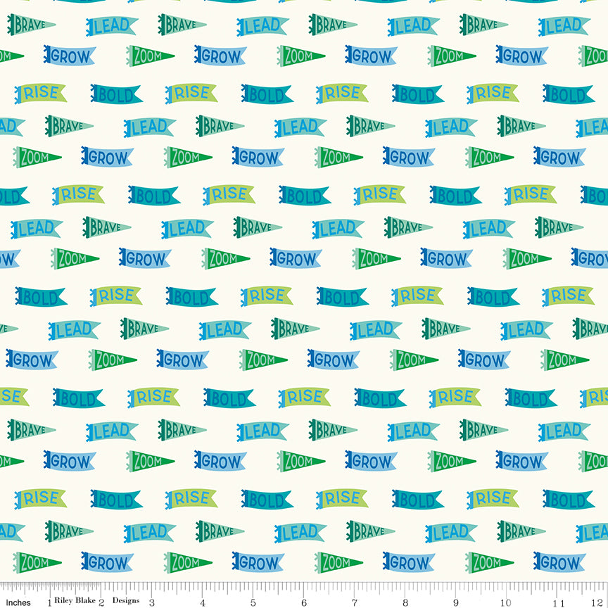 Brave Your Way Quilt Fabric - Banners in Cloud Cream/Multi - C18312-CLOUD