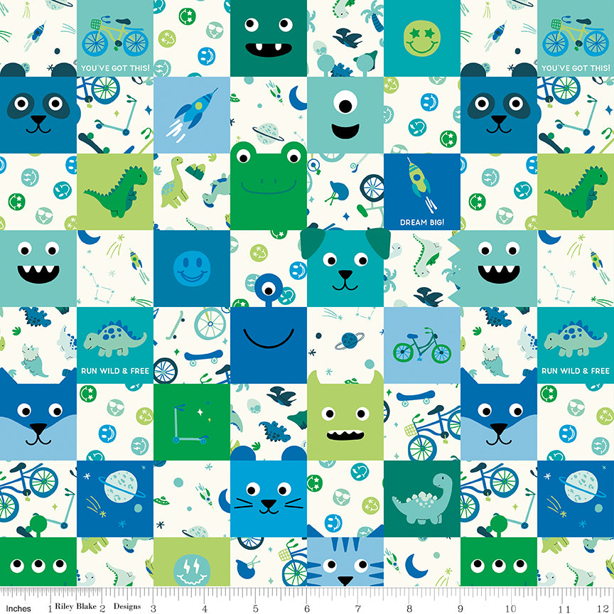 Brave Your Way Quilt Fabric - Cheater Print in Blue - C18315-BLUE