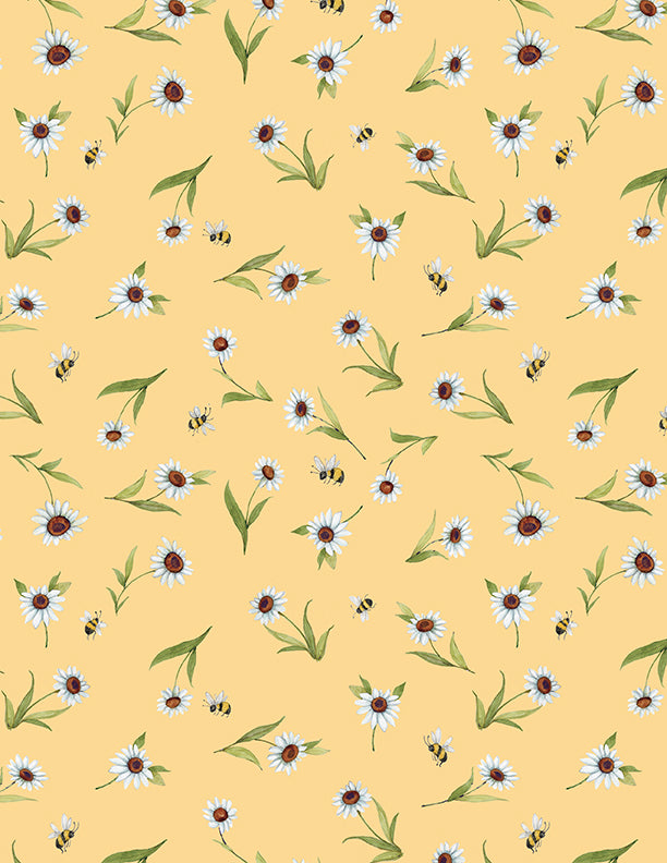 Buzzin' with My Gnome-iezz Quilt Fabric - Daisy Toss in Yellow - 3023 39838 517