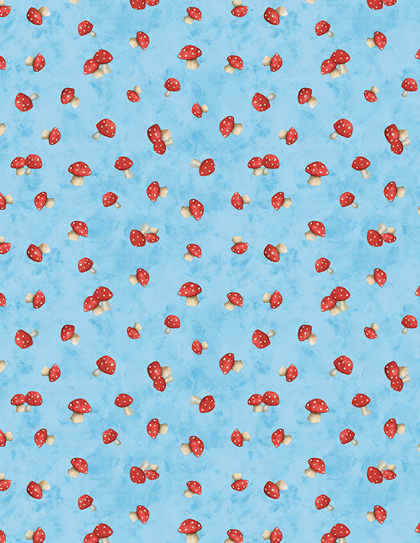 Buzzin' with My Gnome-iezz Quilt Fabric - Mushroom Toss in Blue - 3023 39839 431
