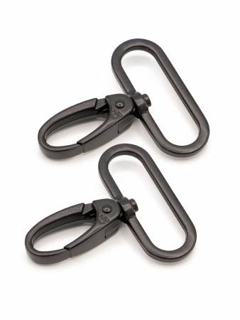 By Annie Bag Hardware - 1 1/2" Swivel Snap Hook, set of two, Black - HAR1.5-SW-TWO