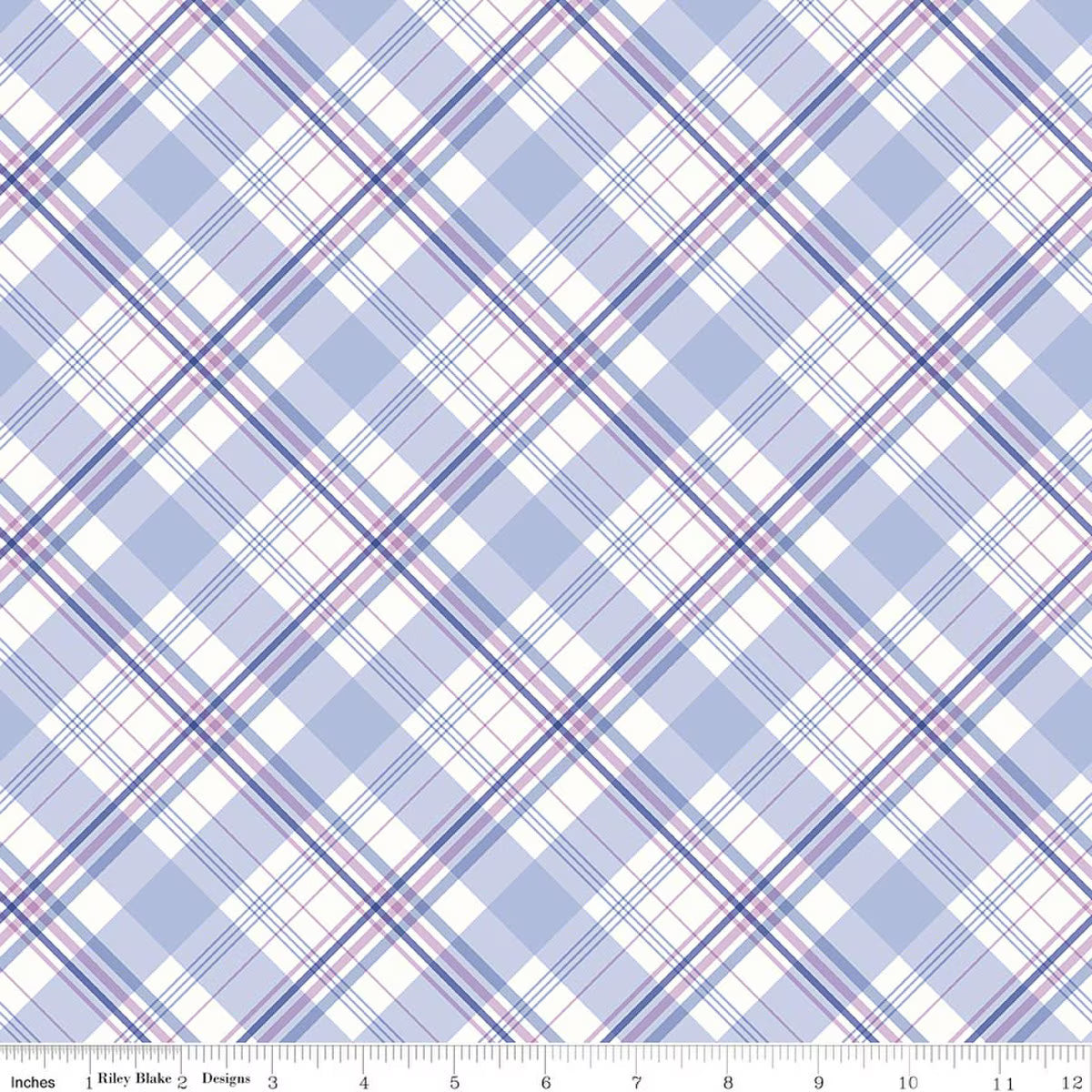 Hydrangeas in the Garden - Plaid in Blue - C16838-BLUE