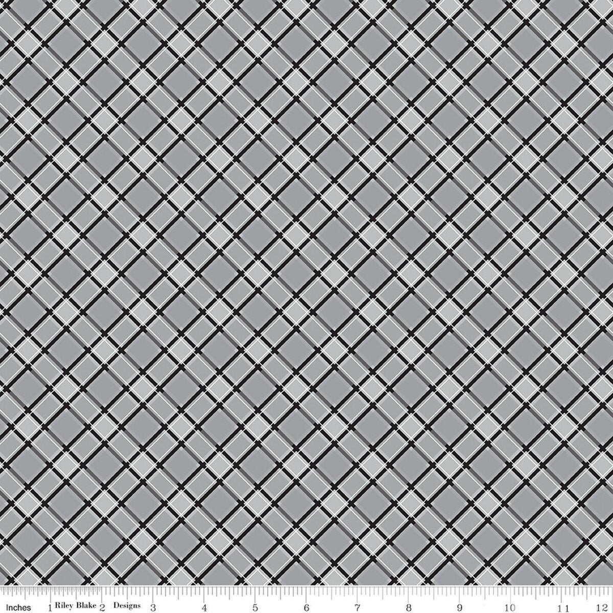 Front Porch Quilt Fabric - Plaid in Gray - C17213-GRAY