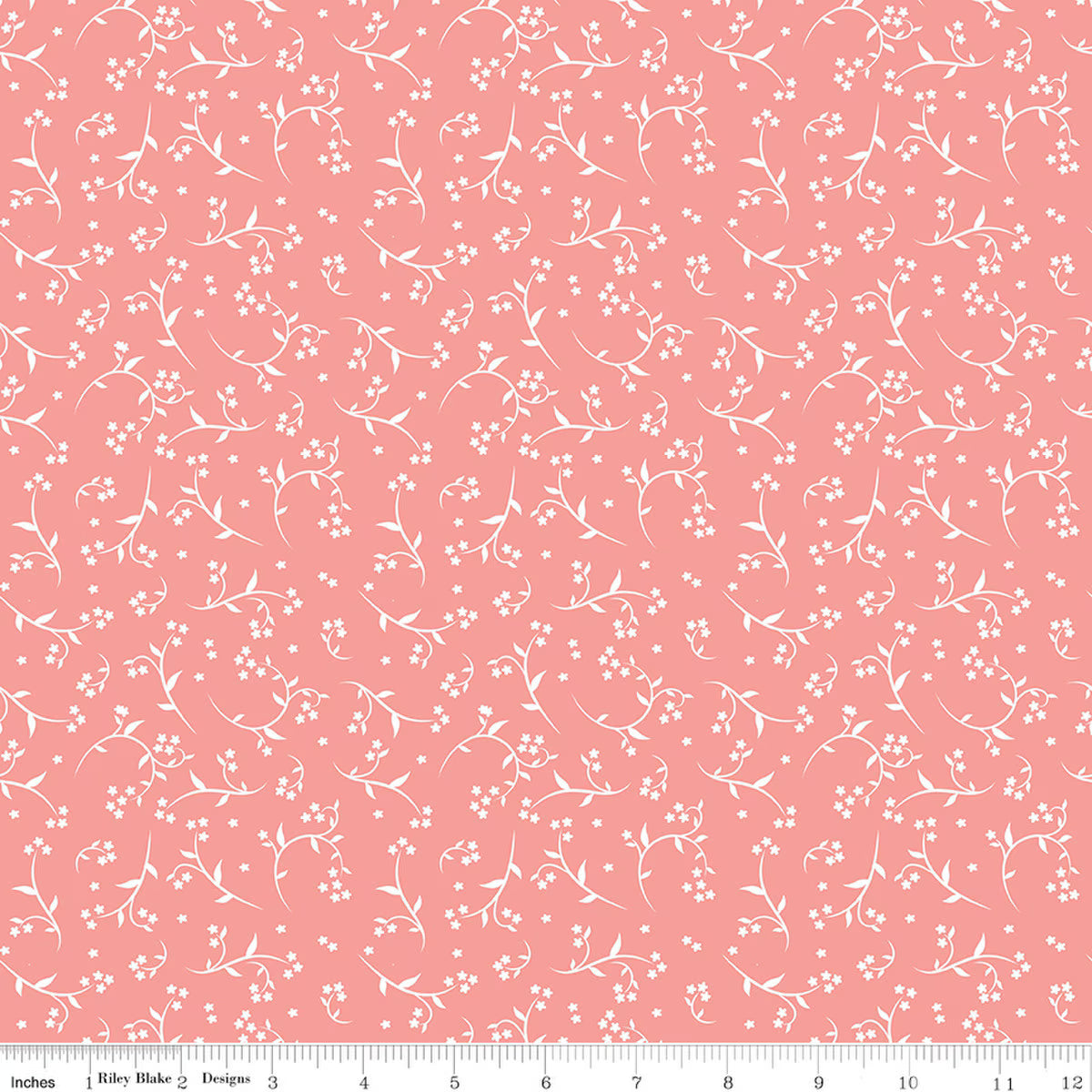 Front Porch Quilt Fabric - Stems in Coral - C17214-CORAL