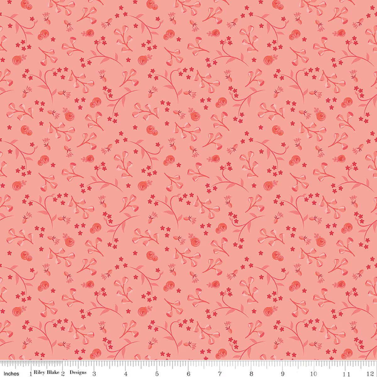 Front Porch Quilt Fabric - Floral in Coral - C17215-CORAL