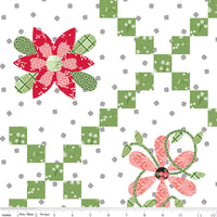 Front Porch Quilt Fabric - Flower Chain Cheater Print on White - C17219-WHITE