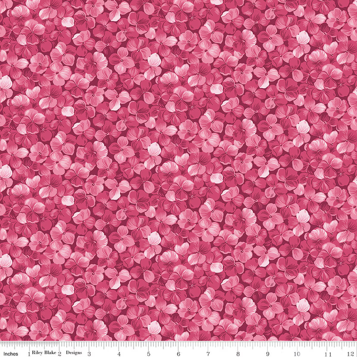 Hydrangeas in the Garden - Allover Floral in Raspberry Pearl - CPL16831-RASPBERRY