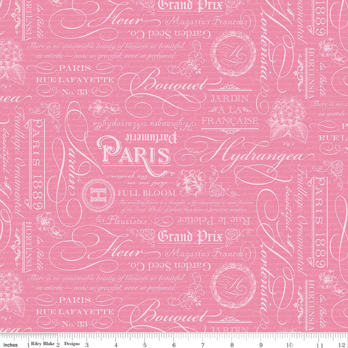 Hydrangeas in the Garden - Text in Rose Pearl - CPL16833-ROSE