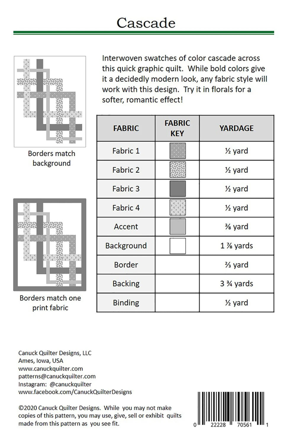 Cascade Quilt Pattern from Canuck Quilter Designs - CQ5611