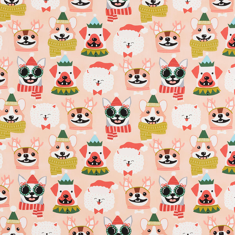 Alexander Henry Quilt Fabric - Canine Christmas Dogs in Blush Pink  - 8952 B