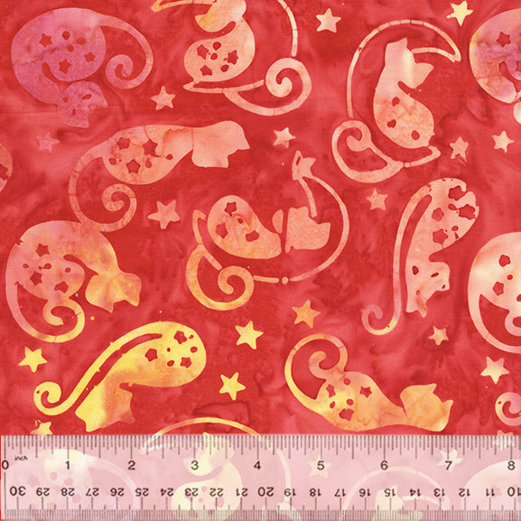 Cat Nap Batik Quilt Fabric - Cat Nap in Ray of Light Red - 9188Q-4