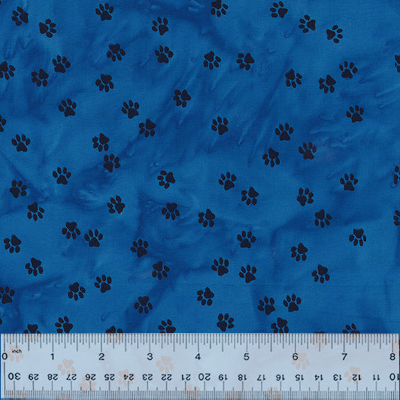 Cat Nap Batik Quilt Fabric - Tired Paws in Sky Blue - 9191Q-7