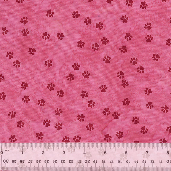 Cat Nap Batik Quilt Fabric - Tired Paws in Sunset Pink - 9191Q-3