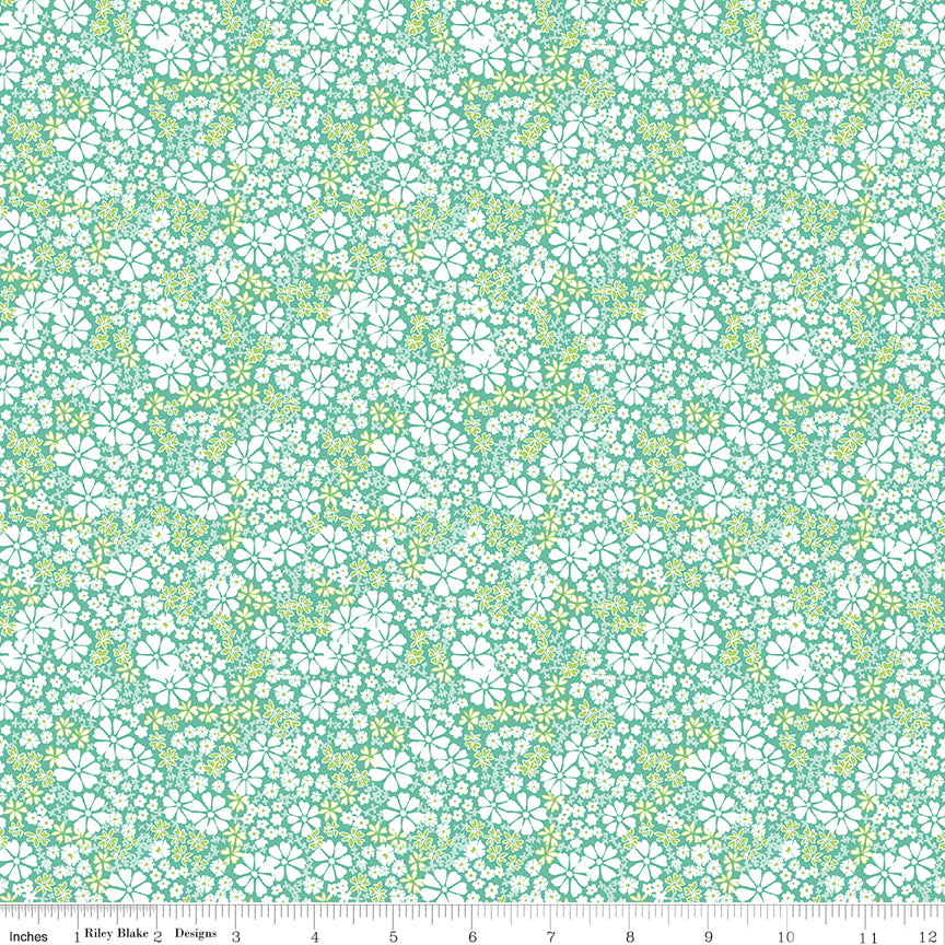 Chasing Rainbows Quilt Fabric - Everbloom in Leaf Green - C18013-LEAF