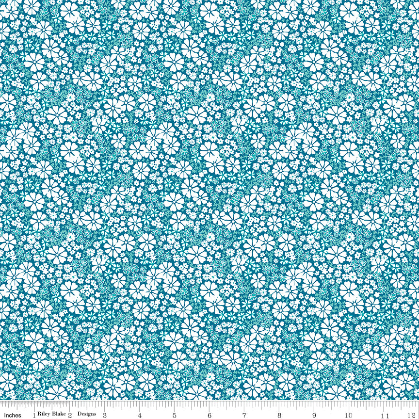 Chasing Rainbows Quilt Fabric - Everbloom in Paradise Blue - C18013-PARADISE