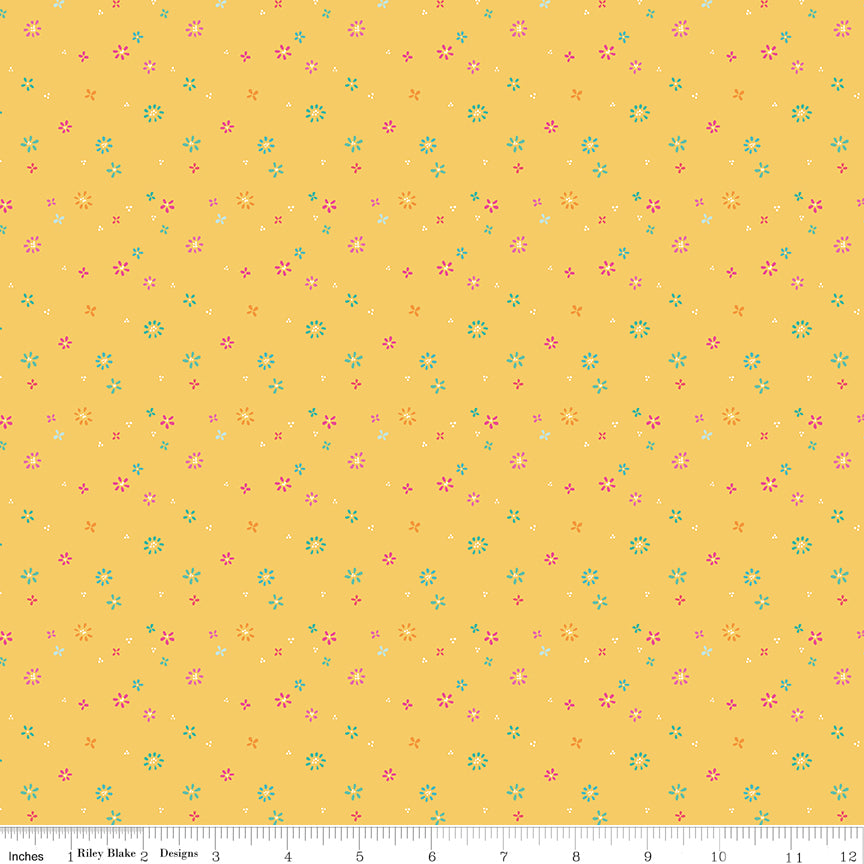 Chasing Rainbows Quilt Fabric - Garden Sprinkles in Daffodil Yellow - C18016-DAFFODIL
