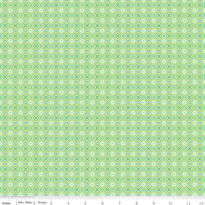 Chasing Rainbows Quilt Fabric - Interlink in Green - C18012-GREEN