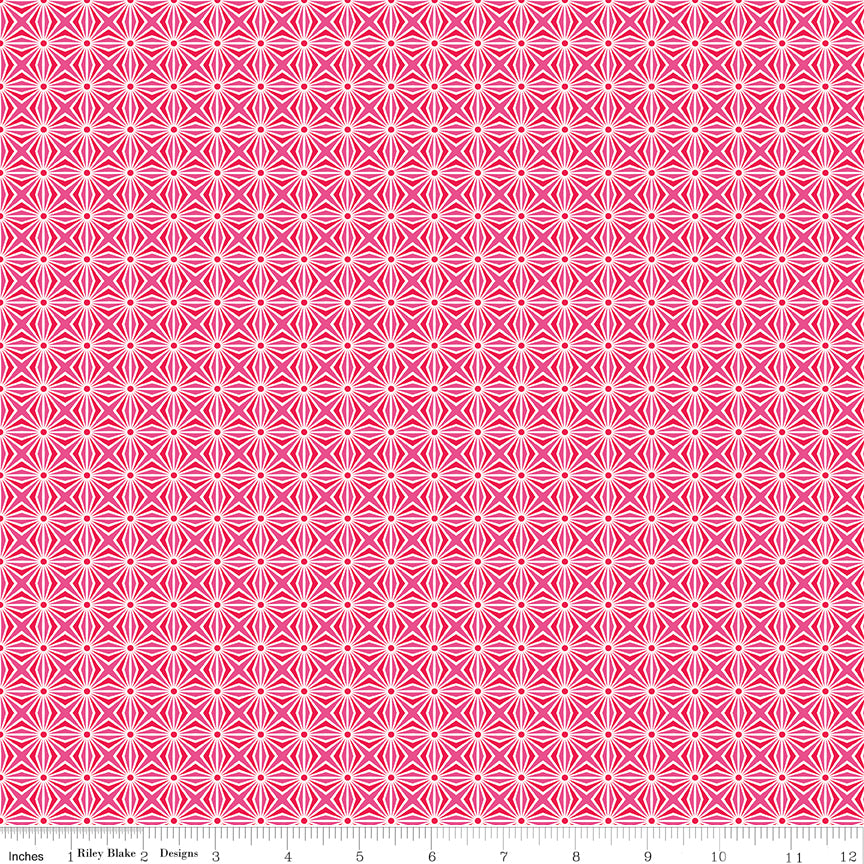Chasing Rainbows Quilt Fabric - Interlink in Pink - C18012-PINK