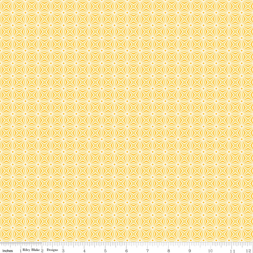 Chasing Rainbows Quilt Fabric - Interlink in Yellow - C18012-YELLOW