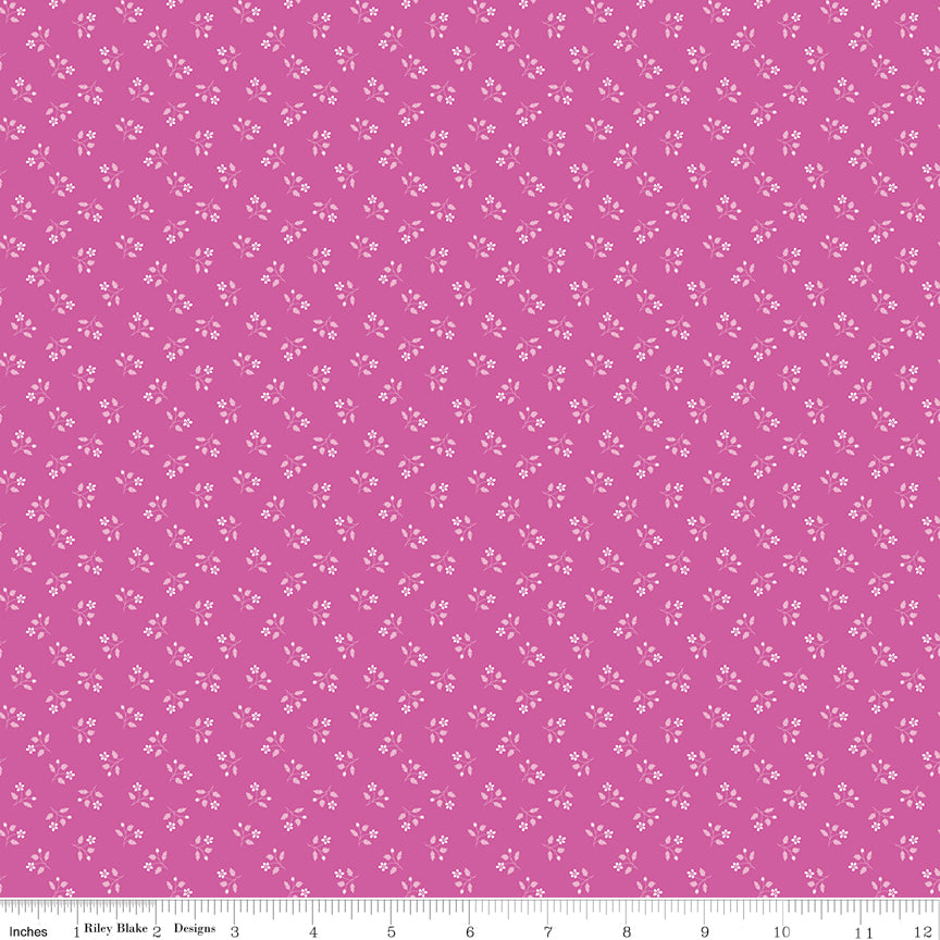 Chasing Rainbows Quilt Fabric - Scattered Stems in Mulberry Pink - C18015-MULBERRY