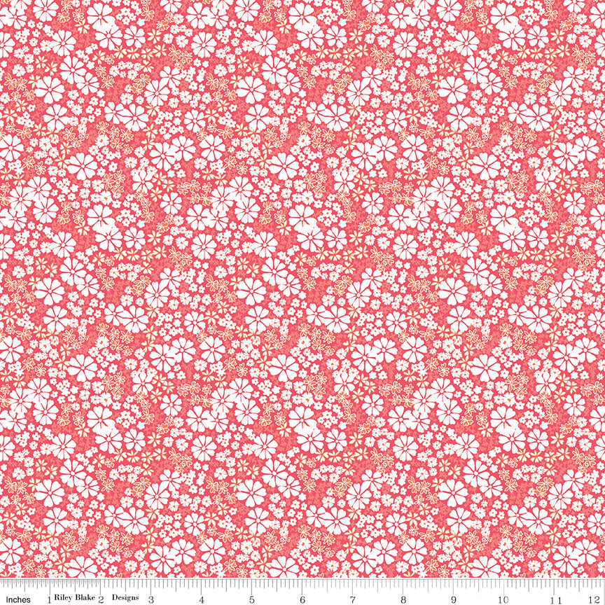 Chasing Rainbows Quilt Fabric - Everbloom in Guava Red - C18013-GUAVA