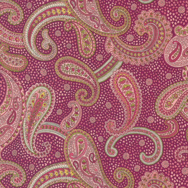 Chelsea Garden Quilt Fabric - Bohemian Flare Paisley in Mulberry - 33743 17