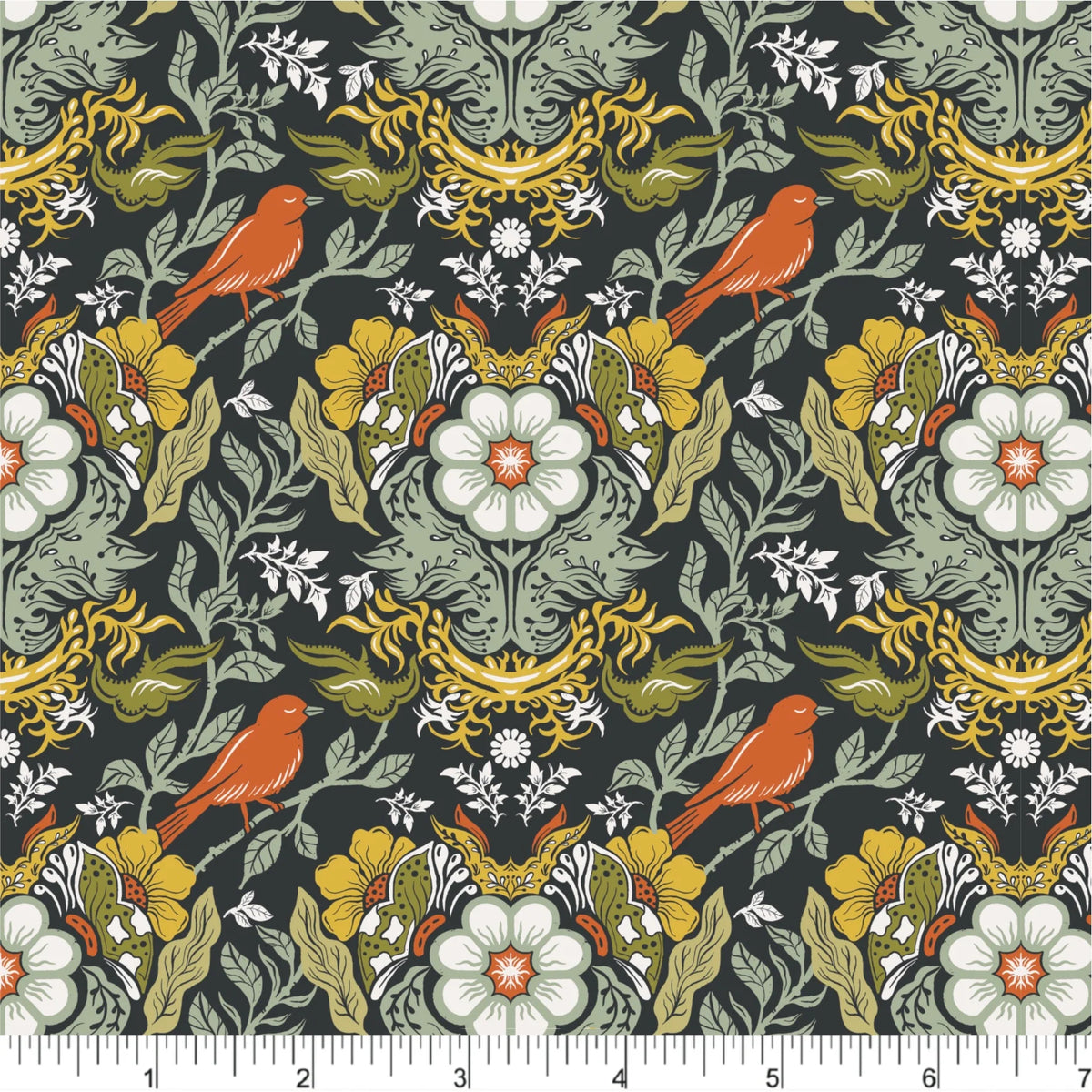 Cherries and Blossoms Quilt Fabric - Birds and Flowers in Multi - PH0530