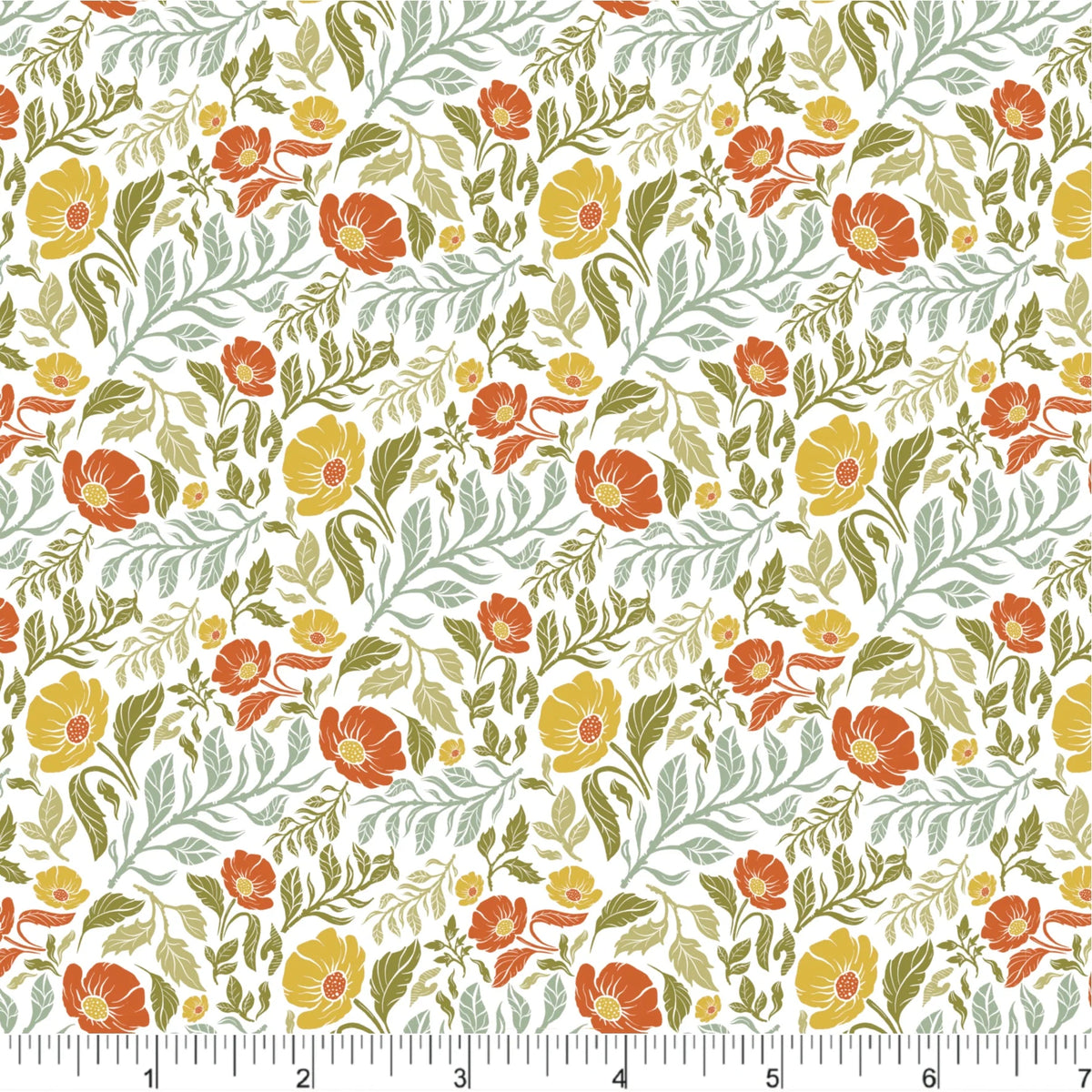 Cherries and Blossoms Quilt Fabric - Blossoms in White/Multi - PH0532
