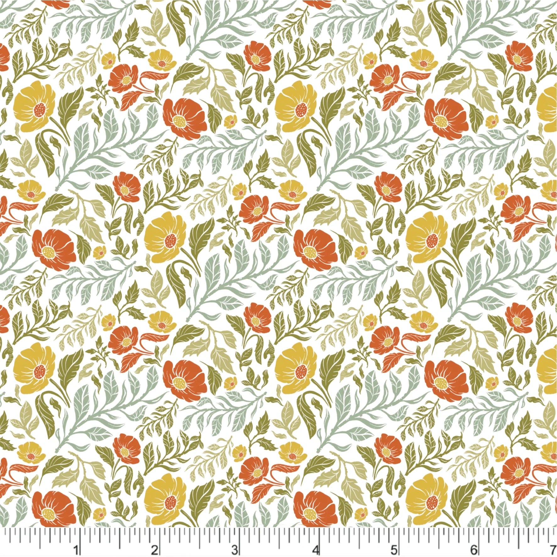 Cherries and Blossoms Quilt Fabric - Blossoms in White/Multi - PH0532