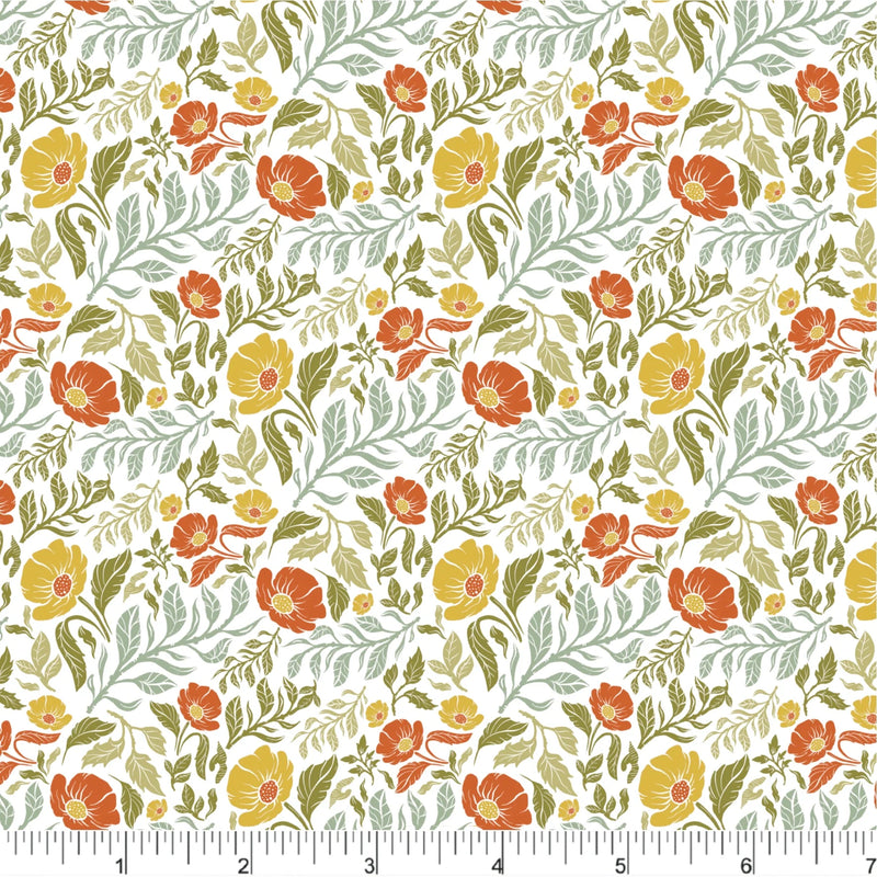 Cherries and Blossoms Quilt Fabric - Blossoms in White/Multi - PH0532