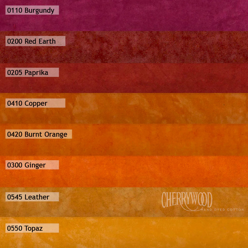 Cherrywood Hand Dyed Fabrics - Buddhist Monk 8 Step Fat Quarter Bundle (Red/Orange) - 8 pieces