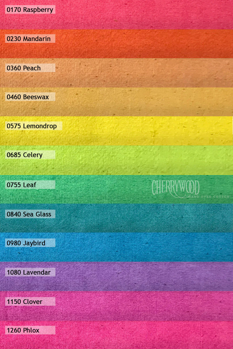 Cherrywood Hand Dyed Fabrics - Color Wheel Light 12 Step Fat Quarter Bundle - 12 pieces