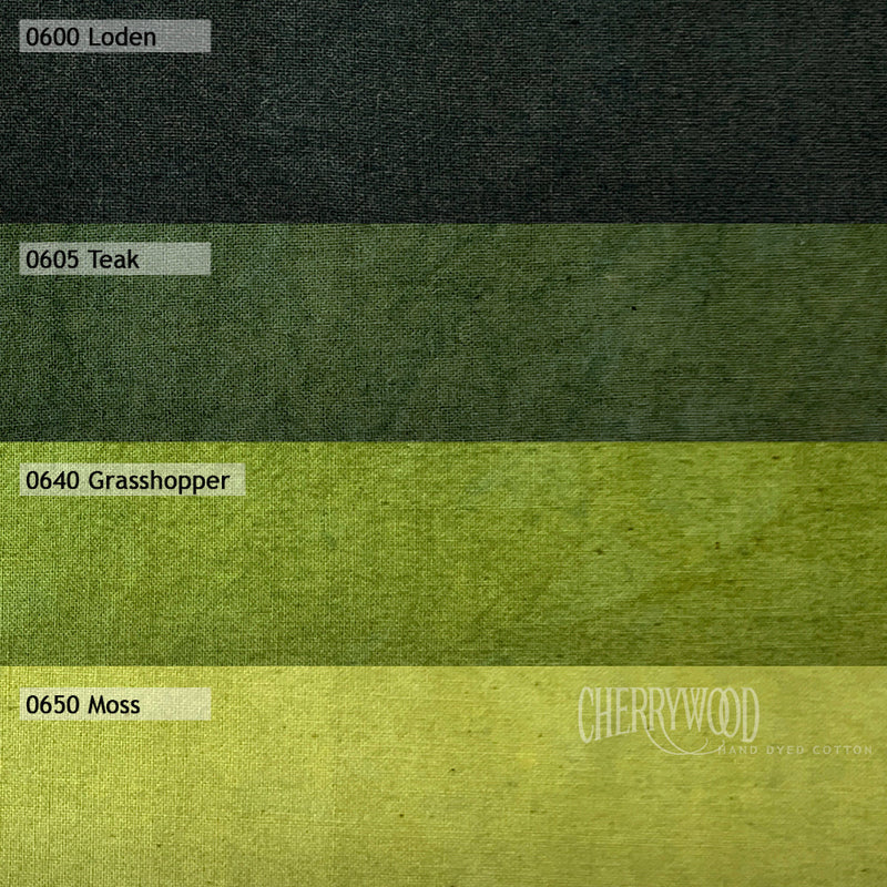 Cherrywood Hand Dyed Fabrics - Grass Medley 4 Step Fat Quarter Bundle (Green) - 4 pieces